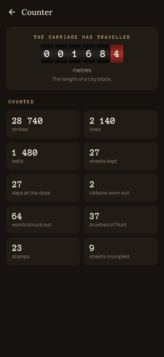 Carriage: The counter