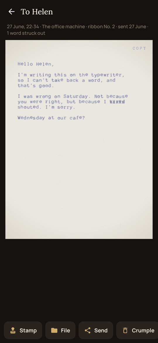 Carriage: A letter