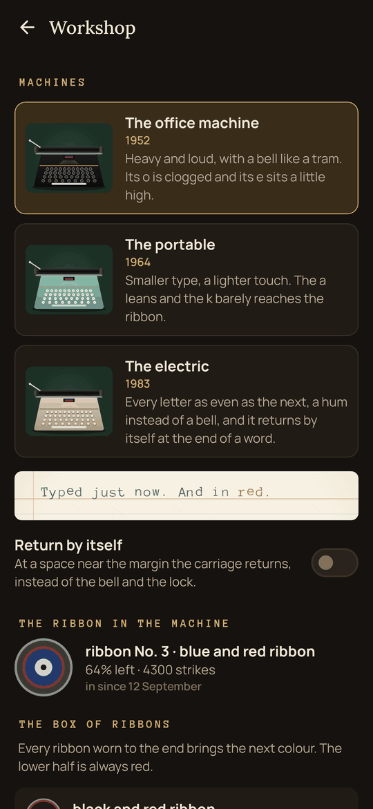 Carriage: The workshop