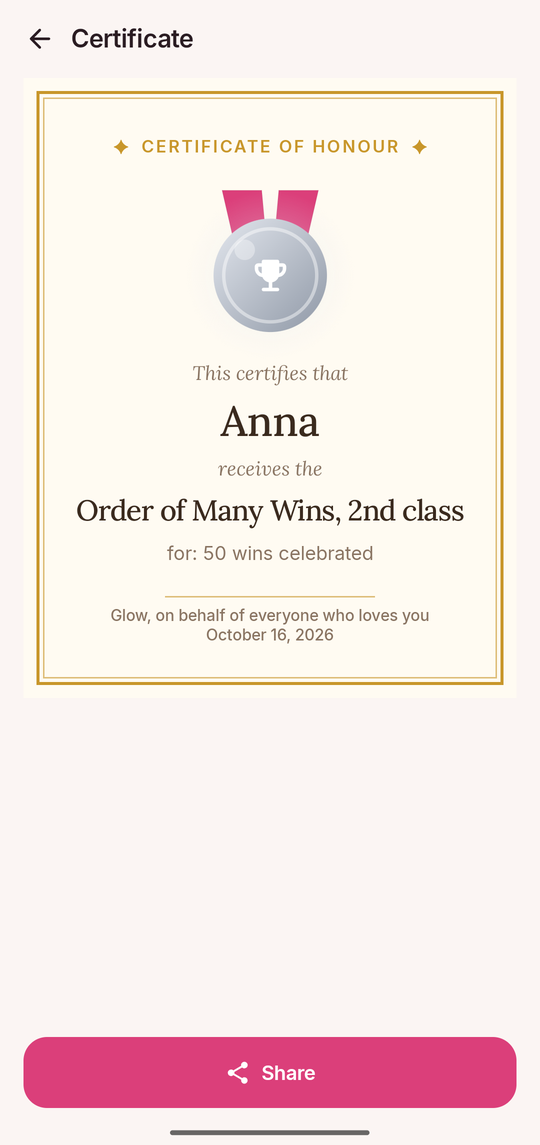 Glow: Certificate