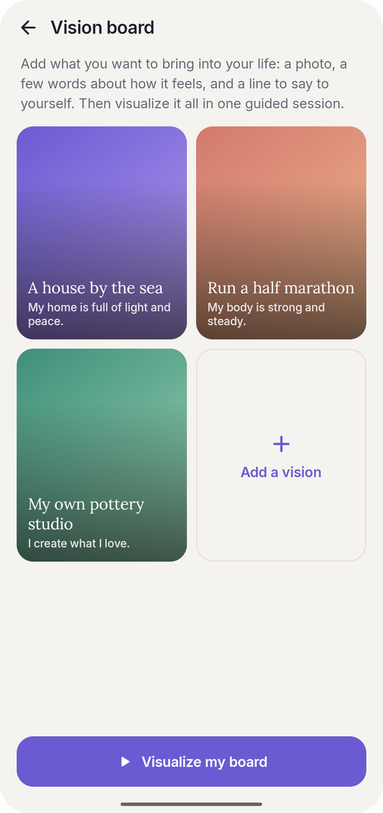 Serene: Vision board