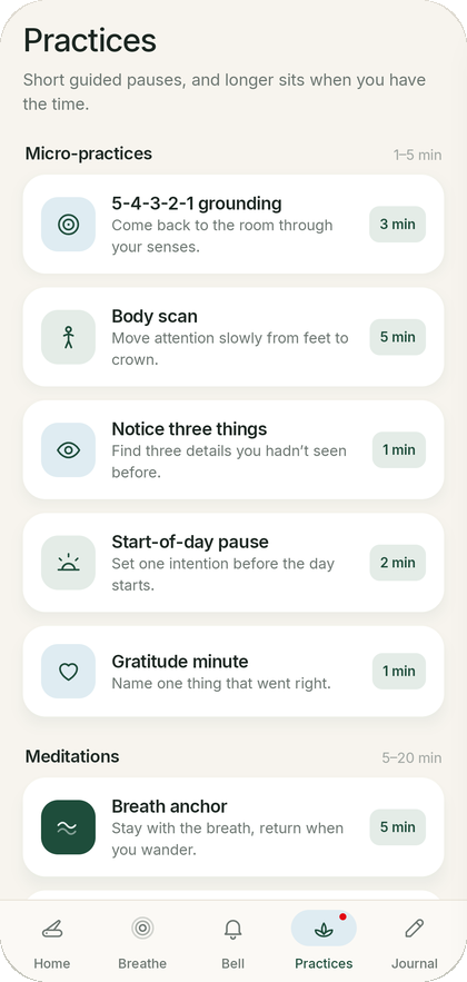 SwissZen: Practices