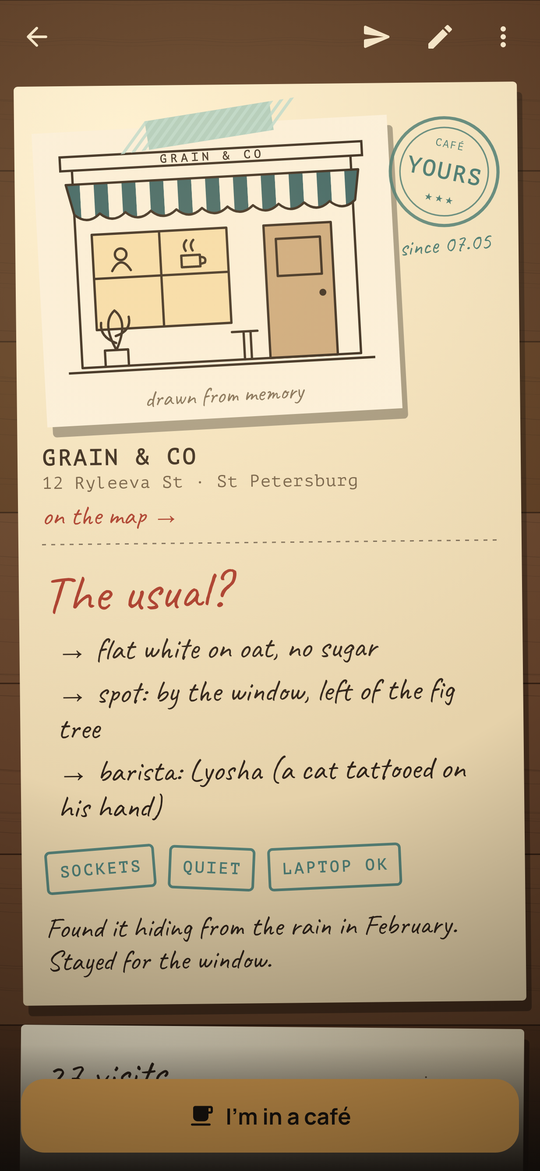 The Usual: A café's page