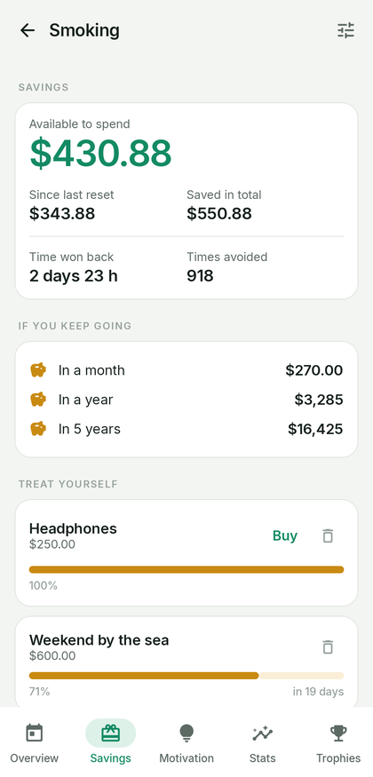 Unhook: Savings