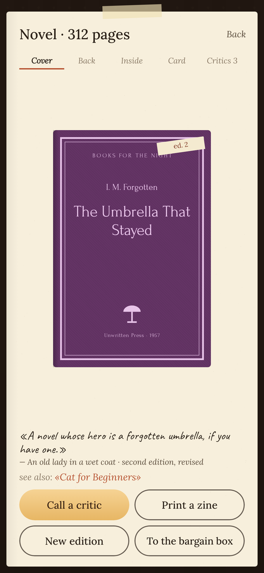 Unwritten: The cover